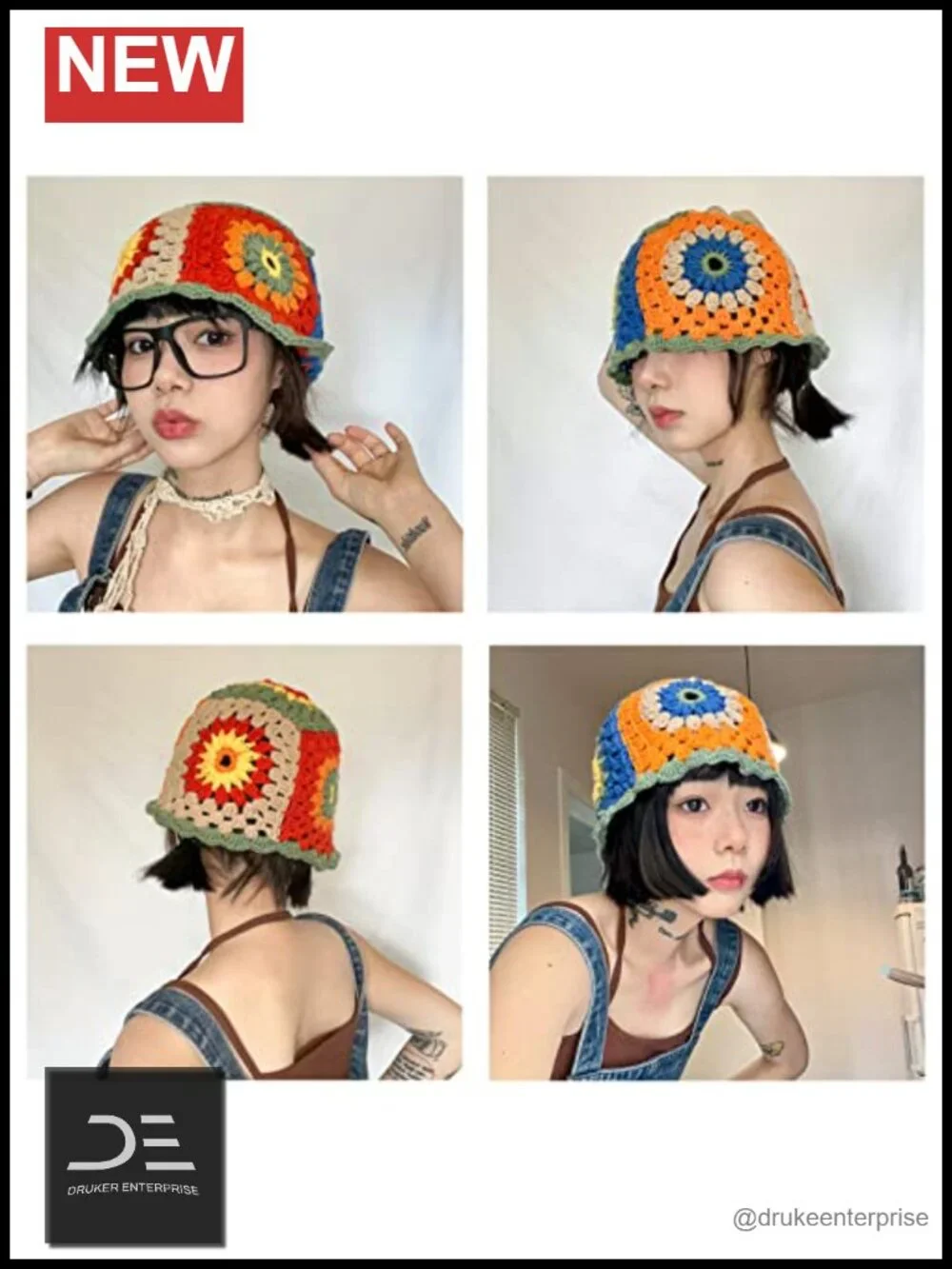 Hand Crochet Bucket Hat Floppy Beach Hat Wide Brim Foldable